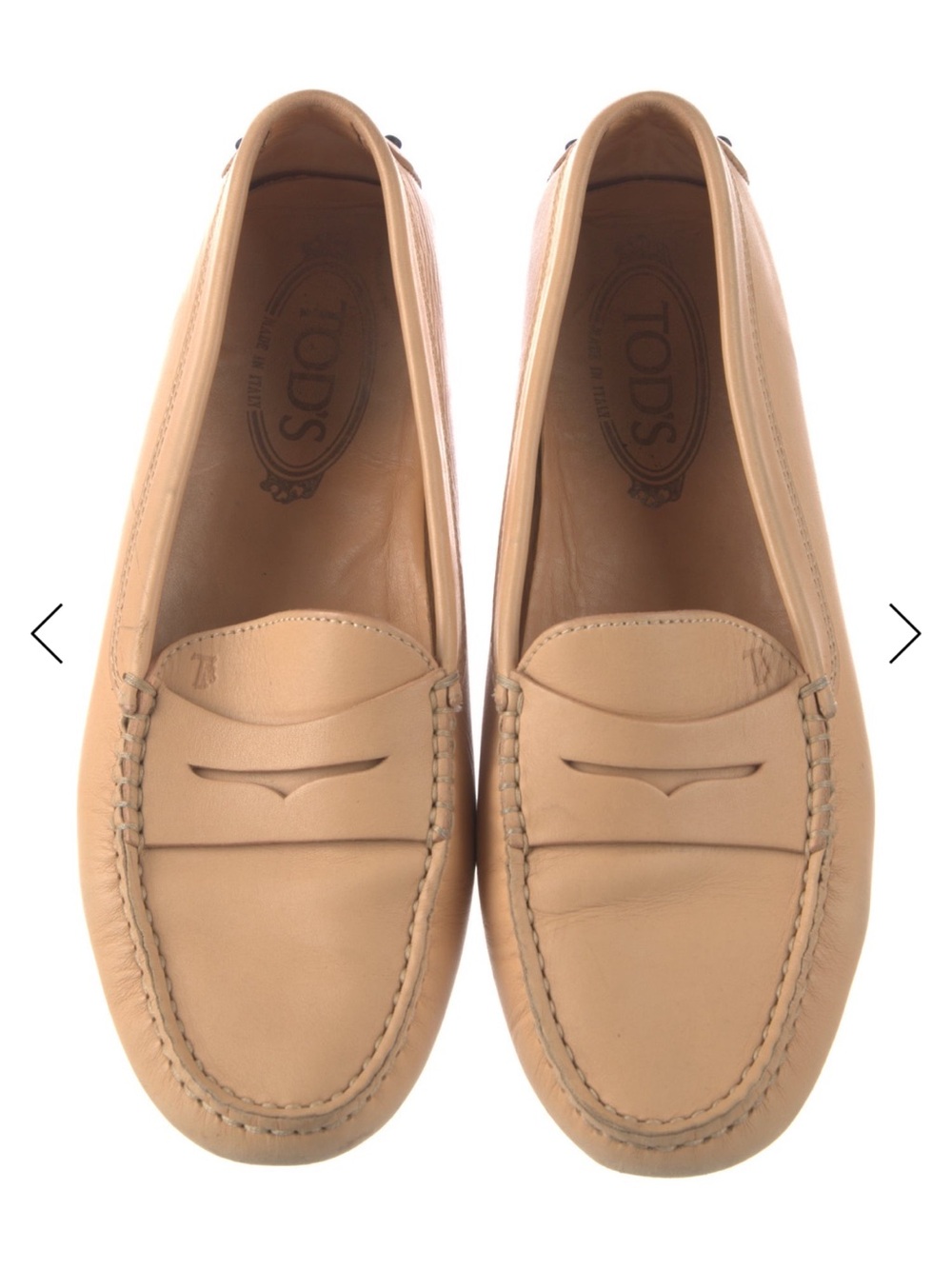 Tod’s Tan Beige Leather Penny Loafers Size 38 / US 8 Made in Italy $940